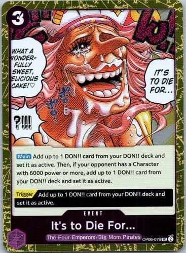 It's to Die For UC Two Legends Pre - Release Cards OP08 - 076 NM