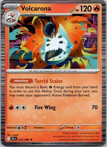 Volcarona Rare SV: Black Bolt 016/086 NM