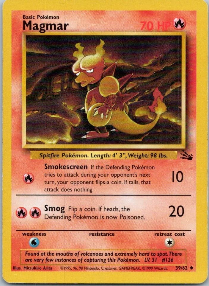 Magmar Uncommon Fossil 39/62 NM