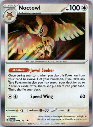 Noctowl Rare SV: Prismatic Evolutions 078/131 NM