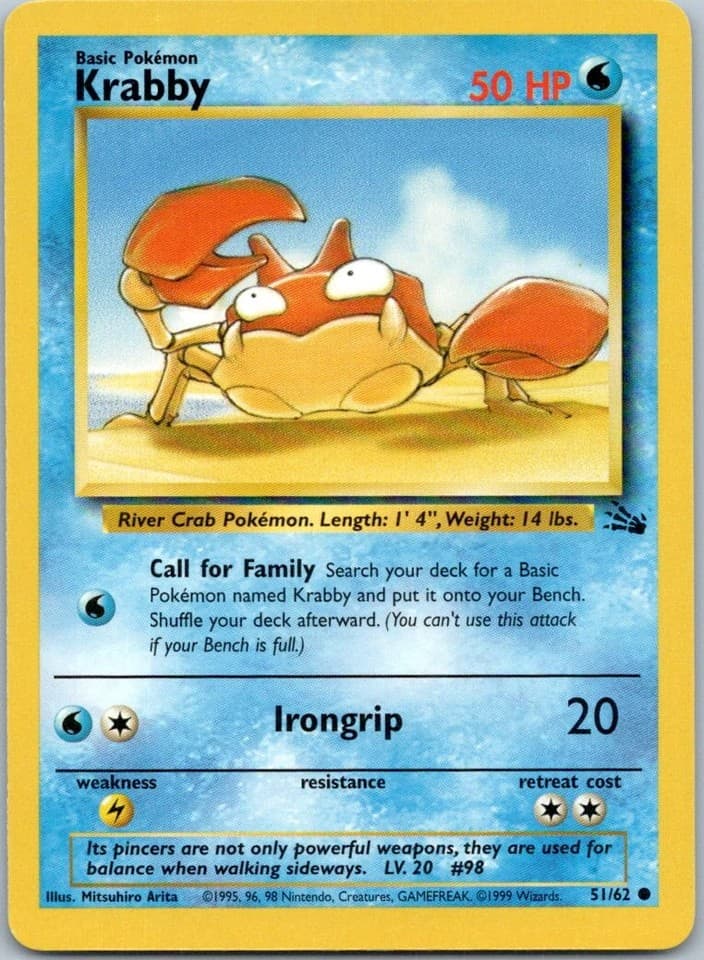 Krabby Common Fossil 51/62 NM