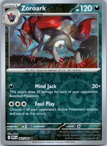 Zoroark Rare SV: White Flare 062/086 NM
