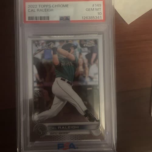 PSA 10 2022 Topps Chrome Cal Raleigh RC Rookie . Seattle Mariners