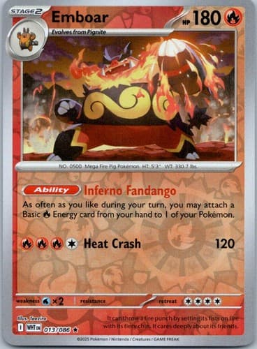 Emboar Rare Prize Pack Series Cards 013/086 NM