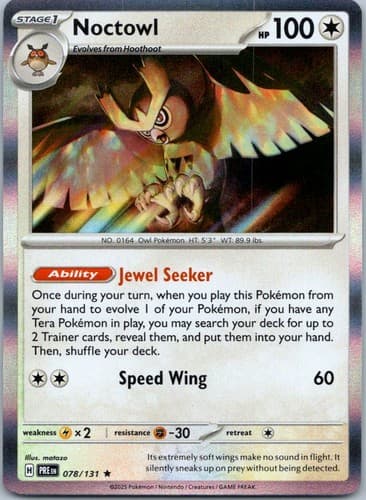 Noctowl Rare SV: Prismatic Evolutions 078/131 NM