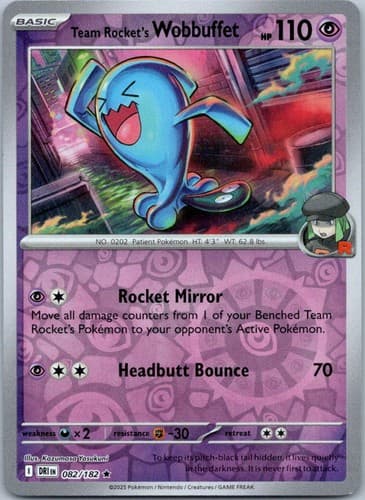 Team Rocket's Wobbuffet Rare SV10: Destined Rivals 082/182 NM