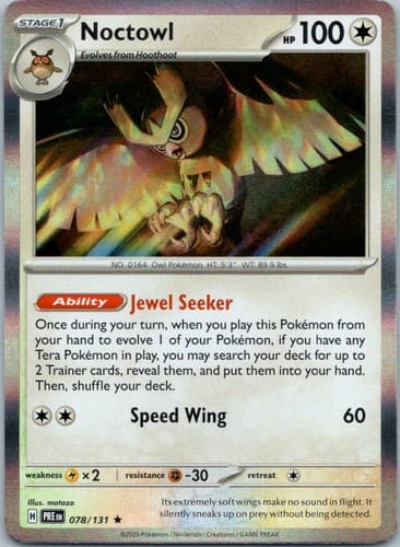 Noctowl Rare SV: Prismatic Evolutions 078/131 NM