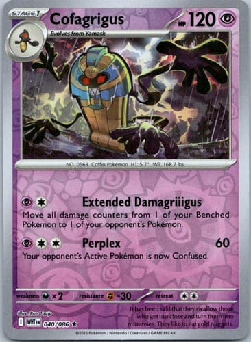 Cofagrigus Rare SV: White Flare 040/086 NM