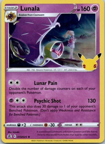 Lunala Holo Rare Celebrations 015/025 NM