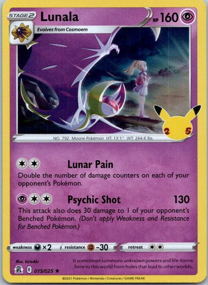 Lunala Holo Rare Celebrations 015/025 NM
