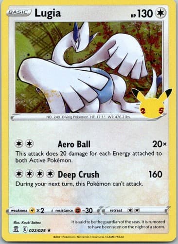 Lugia Holo Rare Celebrations 022/025 NM
