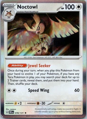 Noctowl Rare SV: Prismatic Evolutions 078/131 NM