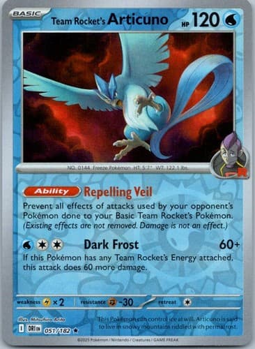 Team Rocket's Articuno Rare SV10: Destined Rivals 051/182 NM