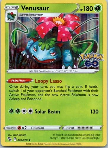 Venusaur Holo Rare Pokemon GO 003/078 NM