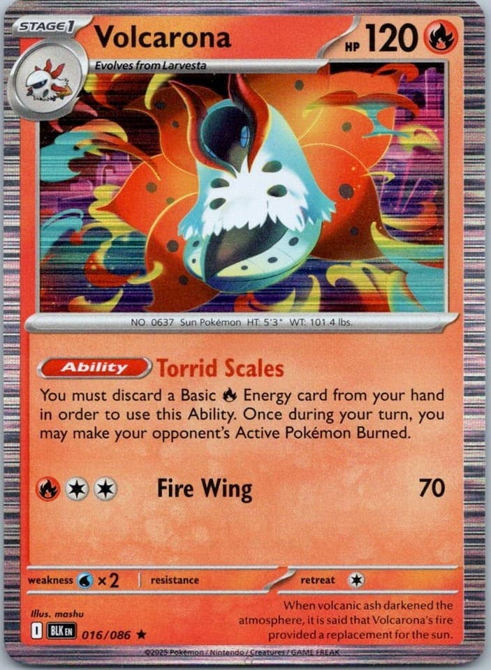 Volcarona Rare SV: Black Bolt 016/086 NM