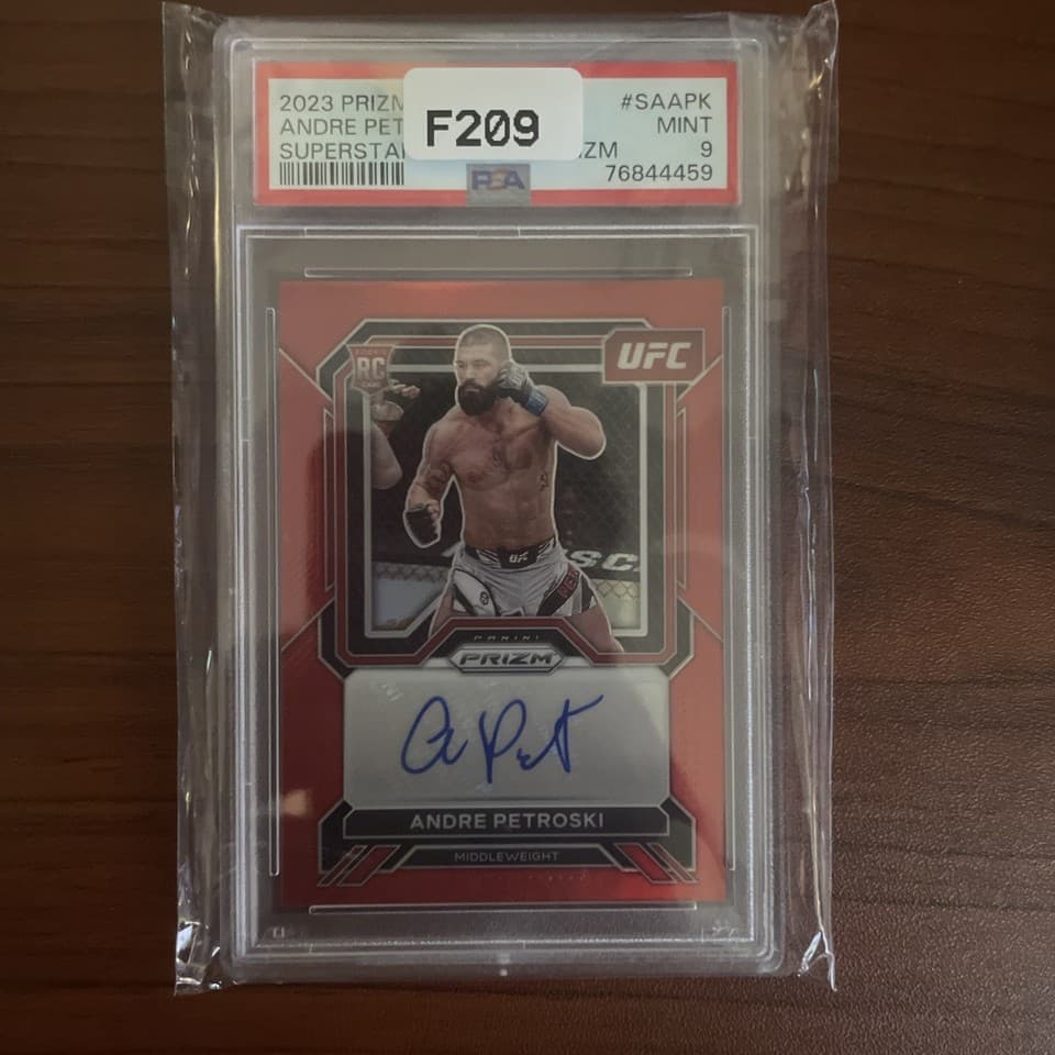 PSA 9 2023 Panini Prizm UFC Andre Petroski Superstar Auto Red #68/99 Mint F209