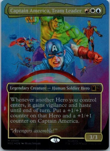 Captain America, Team Leader (Borderless) M Commander: Marvel Super Heroes 5 NM