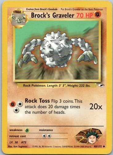 Brock's Graveler Uncommon Gym Heroes 040/132 NM