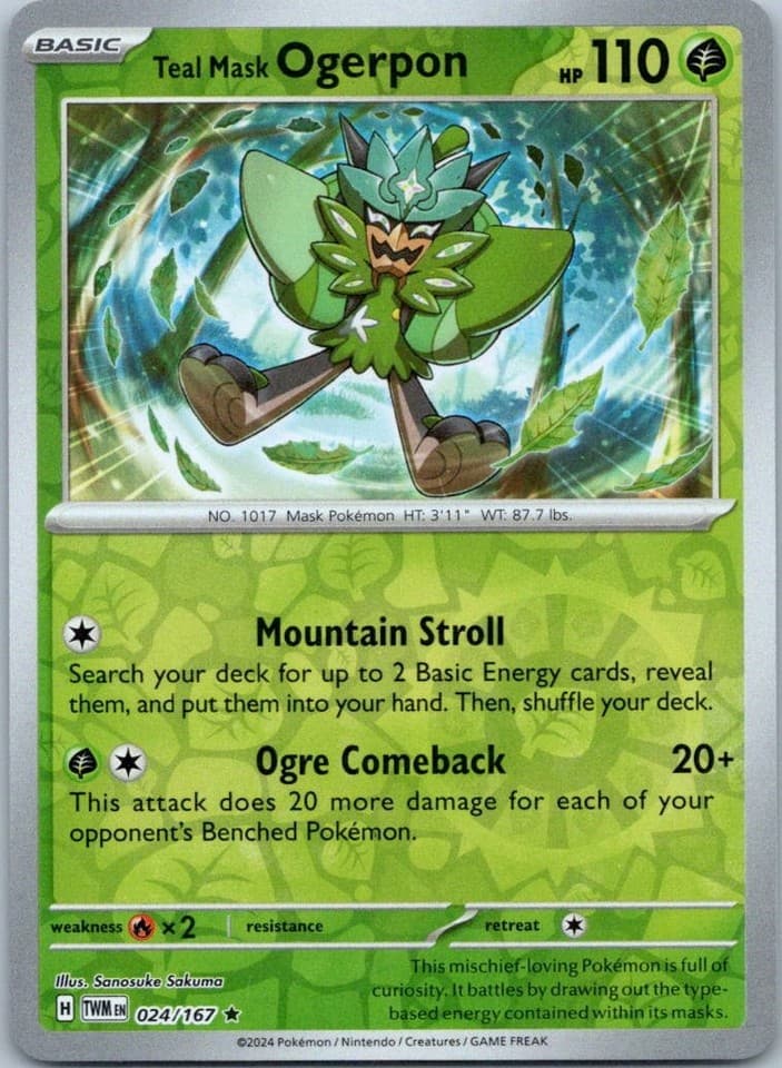 Teal Mask Ogerpon Rare SV06: Twilight Masquerade 024/167 NM