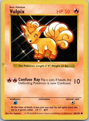 Vulpix Common Base Set (Shadowless) 068/102 NM