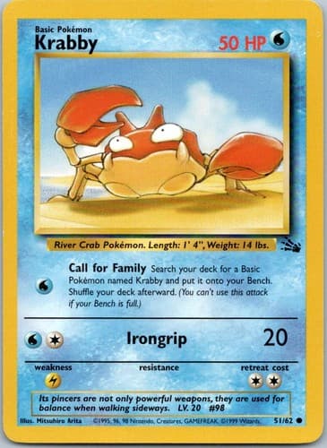 Krabby Common Fossil 51/62 NM