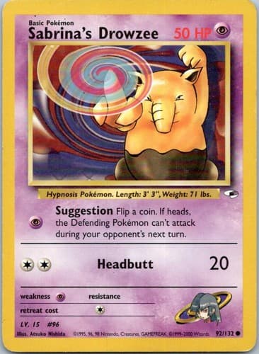 Sabrina's Drowzee Common Gym Heroes 092/132 NM
