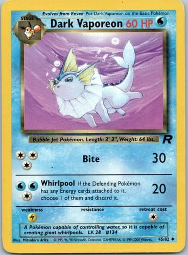 Dark Vaporeon Uncommon Team Rocket 45/82 NM
