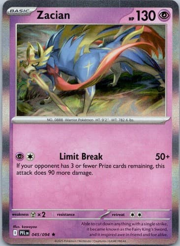 Zacian Rare ME02: Phantasmal Flames 045/094 NM