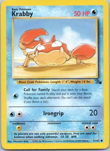 Krabby Common Fossil 51/62 NM