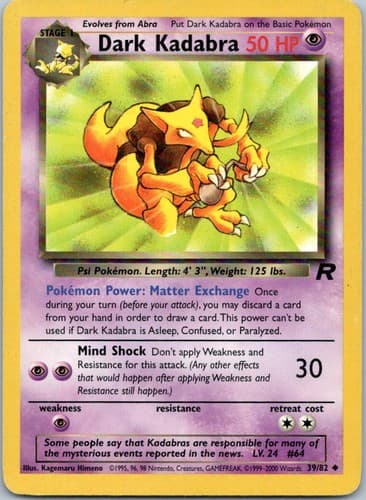 Dark Kadabra Uncommon Team Rocket 39/82 NM