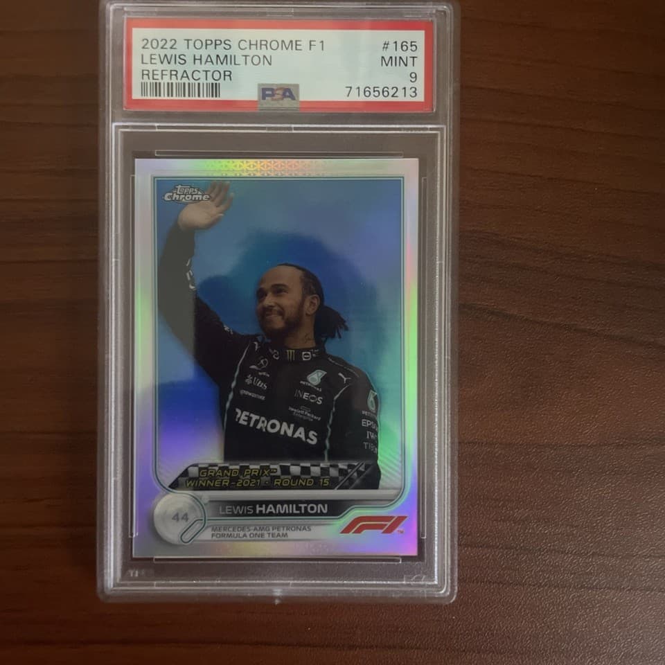 PSA 9 2022 Topps Chrome Formula 1 F1 Lewis Hamilton REFRACTOR Card #165