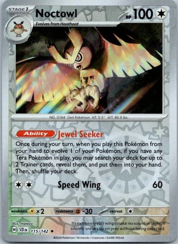 Noctowl Rare SV07: Stellar Crown 115/142 NM