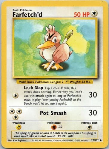 Farfetch'd Uncommon Base Set (Shadowless) 027/102 NM