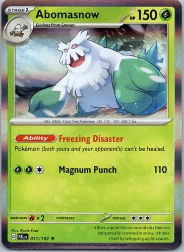 Abomasnow Rare SV02: Paldea Evolved 011/193 NM