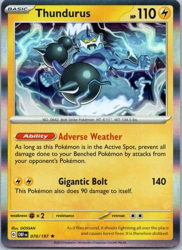 Thundurus Rare SV03: Obsidian Flames 070/197 NM