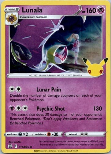 Lunala Holo Rare Celebrations 015/025 NM