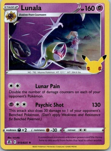 Lunala Holo Rare Celebrations 015/025 NM