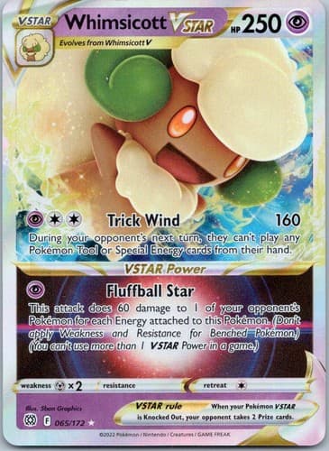 Whimsicott VSTAR Ultra Rare SWSH09: Brilliant Stars 065/172 NM