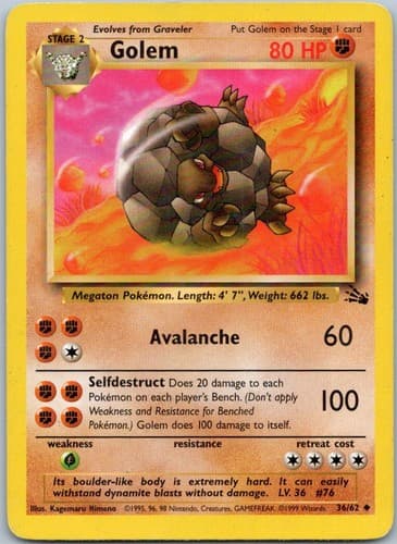 Golem Uncommon Fossil 36/62 NM