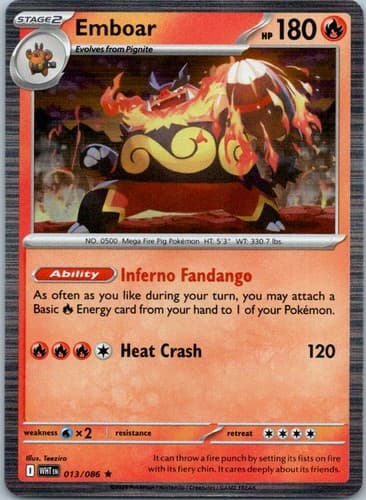 Emboar Rare Prize Pack Series Cards 013/086 NM