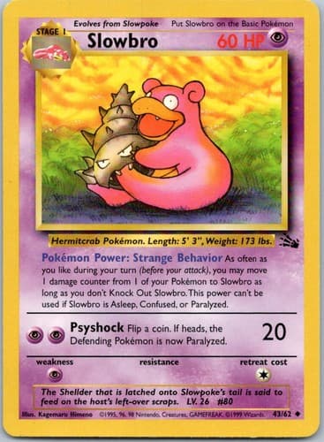 Slowbro Uncommon Fossil 43/62 NM