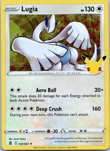 Lugia Holo Rare Celebrations 022/025 NM