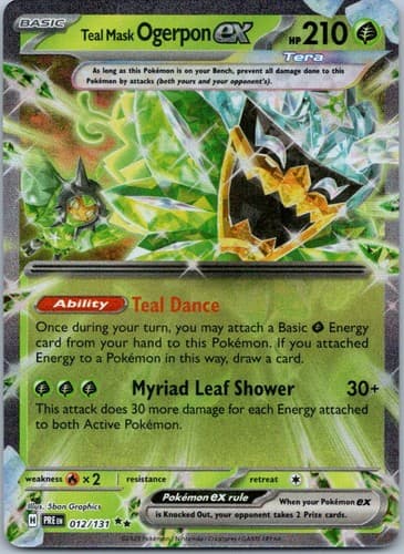 Teal Mask Ogerpon ex Double Rare SV: Prismatic Evolutions 012/131 NM