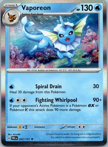 Vaporeon Rare SV: Prismatic Evolutions 022/131 NM