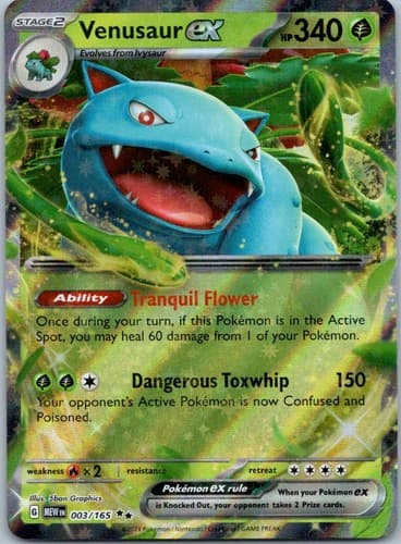 Venusaur ex Double Rare SV: Scarlet & Violet 151 003/165 NM
