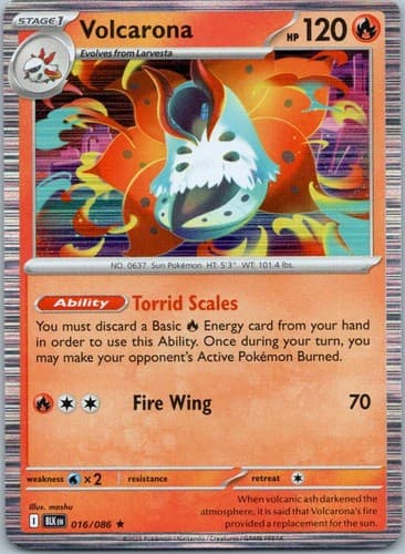 Volcarona Rare SV: Black Bolt 016/086 NM
