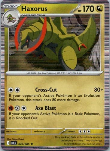 Haxorus Rare SV: Black Bolt 070/086 NM