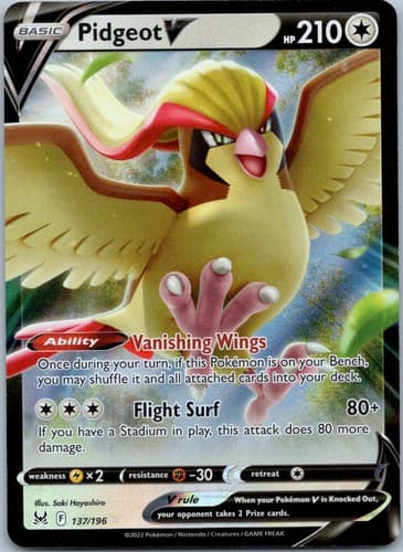 Pidgeot V Ultra Rare SWSH11: Lost Origin 137/196 NM
