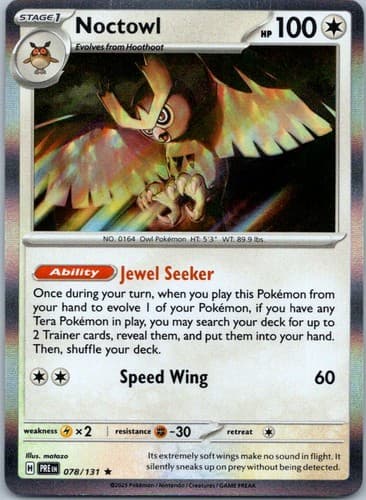 Noctowl Rare SV: Prismatic Evolutions 078/131 NM