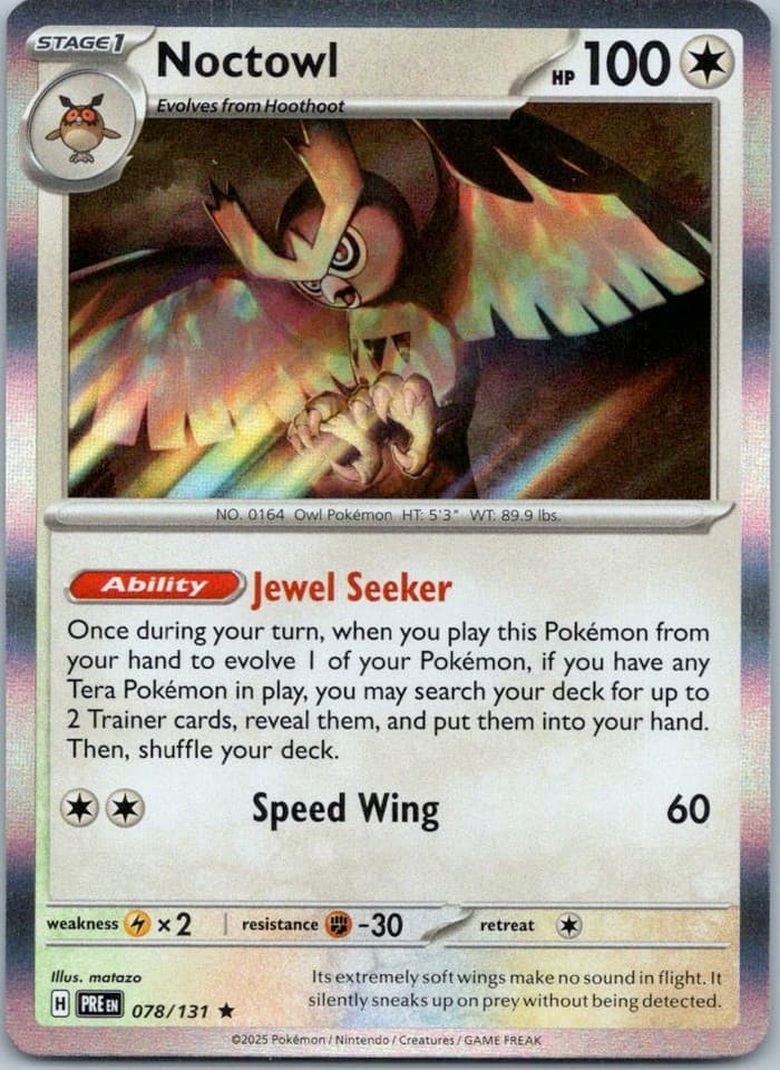 Noctowl Rare SV: Prismatic Evolutions 078/131 NM
